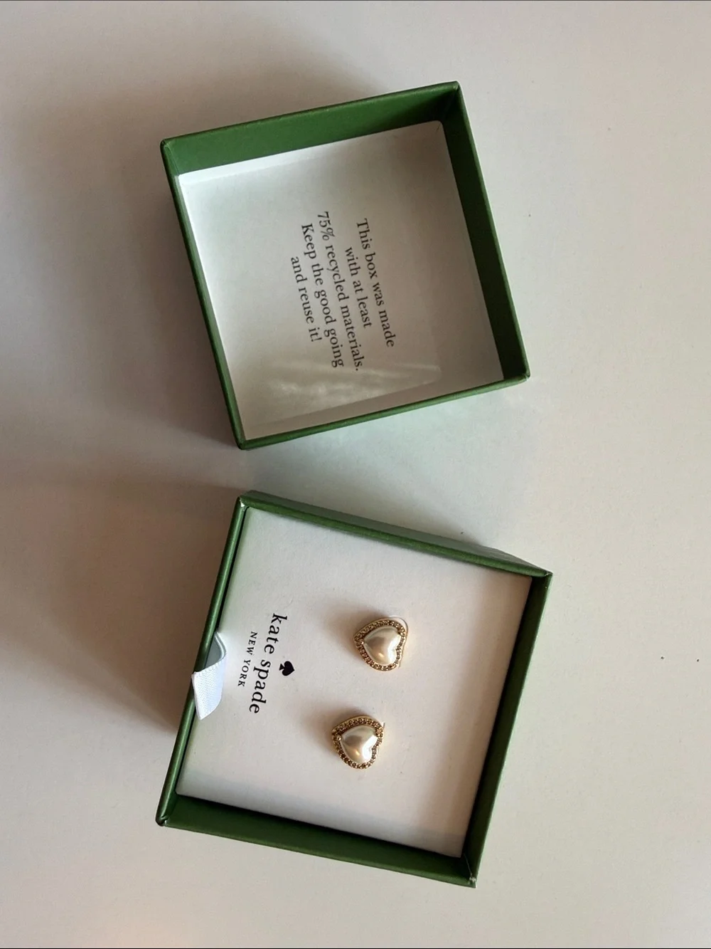 kate spade Gold-Tone Heart Pearl Stud Earrings